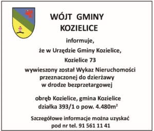 Read more about the article Wójt Gminy Kozielice informuje